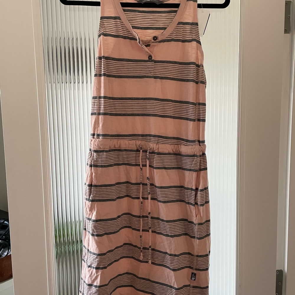 The North Face Pink and Gray Striped Midi Dress